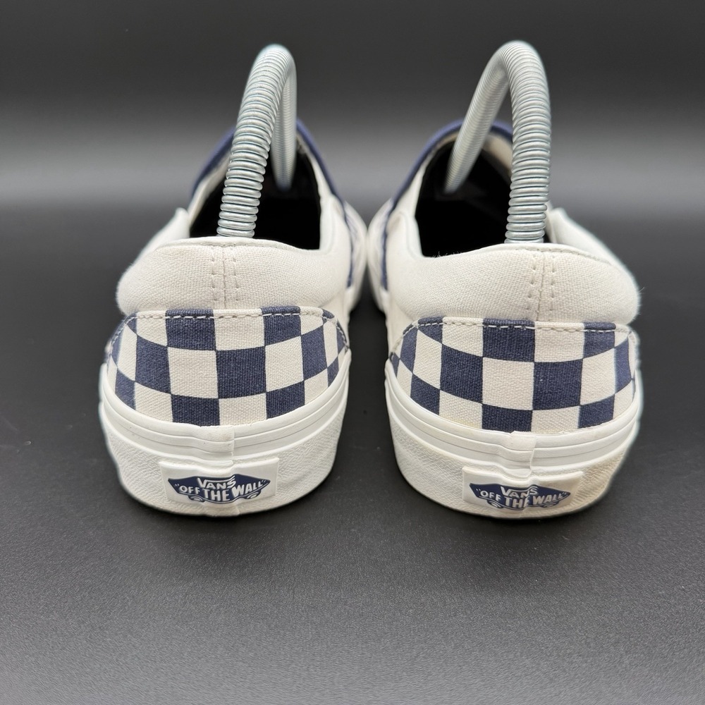 Vans Classic Slip-On Checkerboard Navy Blue White Skate Shoes Mens 8 Womens 9.5 - Picture 2 of 7